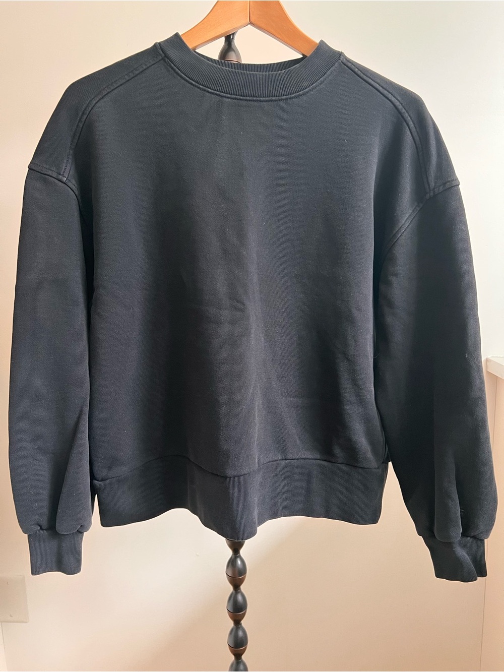 Everlane Black Textured 100% Organic Cotton Crewneck Sweatshirt